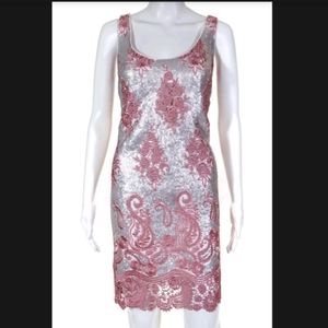 Women cocktail ,nadine dress , silver pink